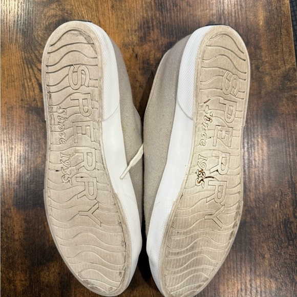 Sperry Topsider Memory Foam Casual Beige Canvas Sneakers EUC! Size 8.5 - Picture 4 of 5